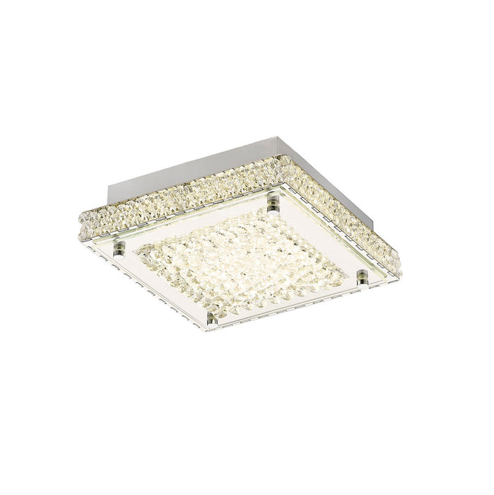 Diyas Amelia Square Ceiling 12W 900lm LED 4200K Stainless Steel/Crystal, 3yrs Warranty • IL80070
