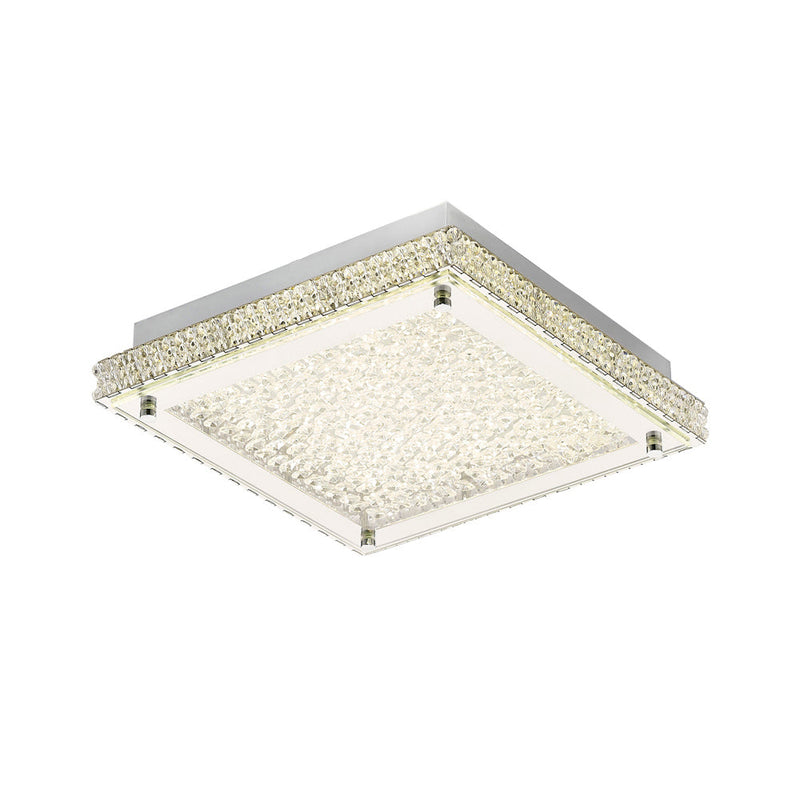 Diyas Amelia Square Ceiling 18W 1530lm LED 4200K Stainless Steel/Crystal, 3yrs Warranty • IL80071