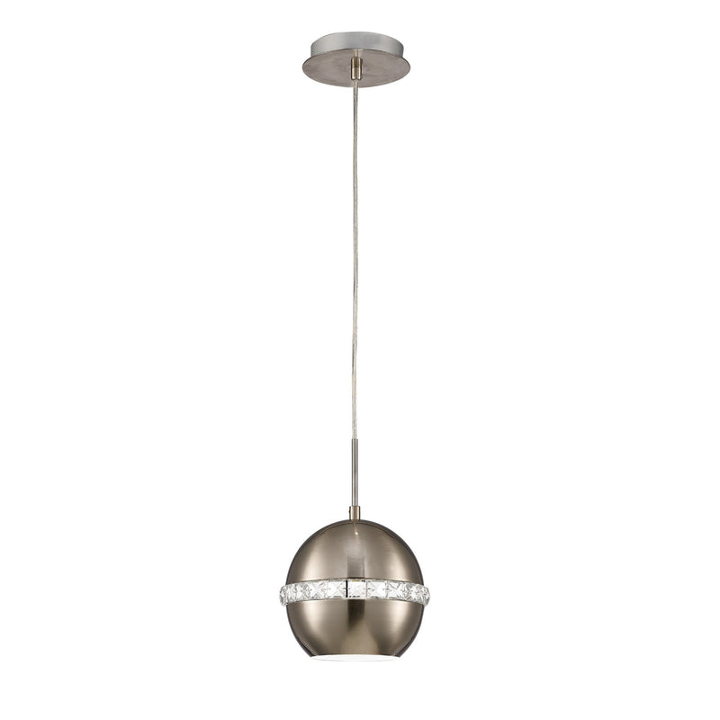 Diyas Andrea Single Pendant 1 Light E27 Satin Nickel/Crystal • IL31612