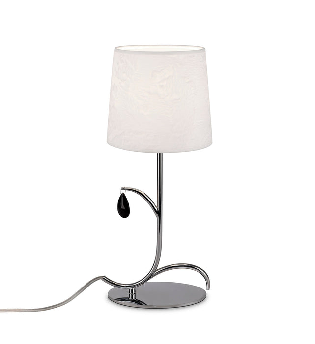 Mantra M6319 Andrea Table Lamp 45cm, 1 x E14 (Max 20W), Polished Chrome, White Shades, Black Crystal Droplets • M6319