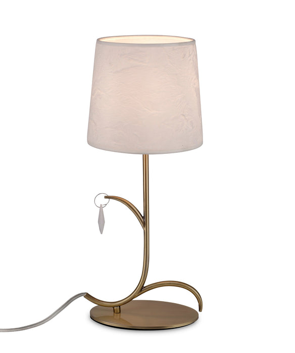 Mantra M6339 Andrea Table Lamp 45cm, 1 x E14 (Max 20W), Antique Brass, White Shades, White Crystal Droplets • M6339