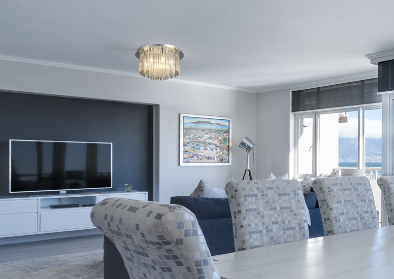 Regal lighting SL-2222 6 Light Flush Ceiling Light Polished Chrome And Clear Glass IP44