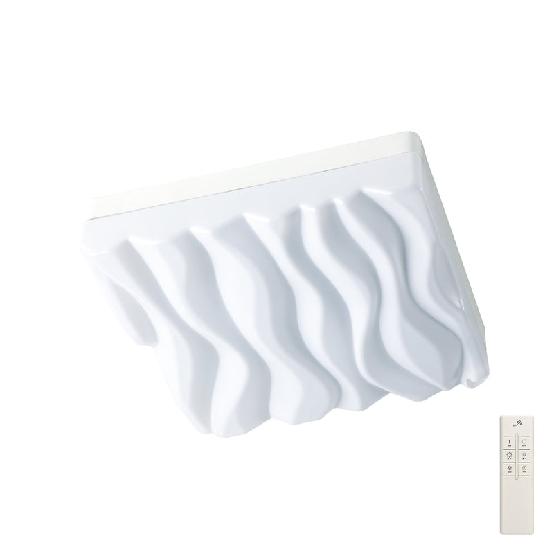 Mantra M5044R Arena Ceiling/Wall Light Medium Square 40W LED IP44, Tuneable 3000K-6500K, 3200lm, Dimmable via RF Remote Ctrl Matt White/White Acrylic, 3yrs Warranty • M5044R