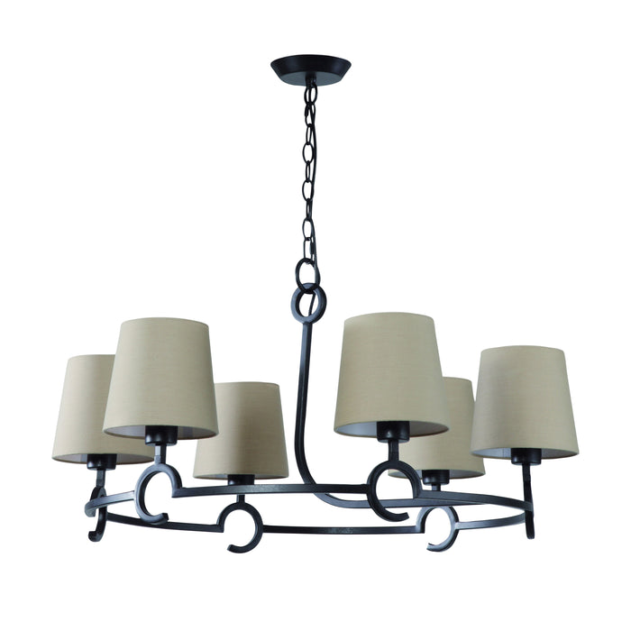 Mantra M5210 Argi Pendant 6 Light E27 With Taupe Shades Brown Oxide • M5210