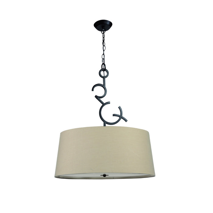 Mantra M5213 Argi Pendant 3 Light E27 Round With Taupe Shades Brown Oxide • M5213
