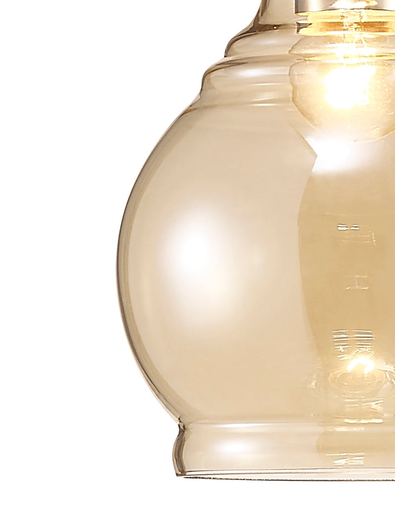 Deco Ariel Single Small Pendant 1 Light E27 Polished Chrome/Cognac Glass • D0097