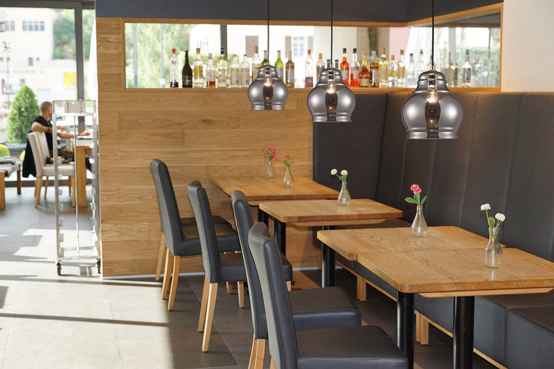 Deco Ariel Single Large Pendant 1 Light E27 Polished Chrome/Smoke Glass • D0098