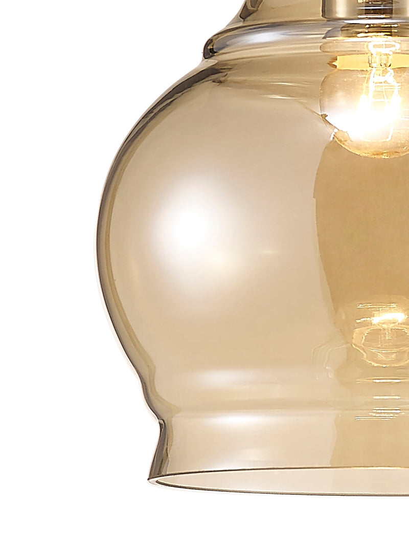 Deco Ariel Single Large Pendant 1 Polished Chrome/Cognac Glass • D0099