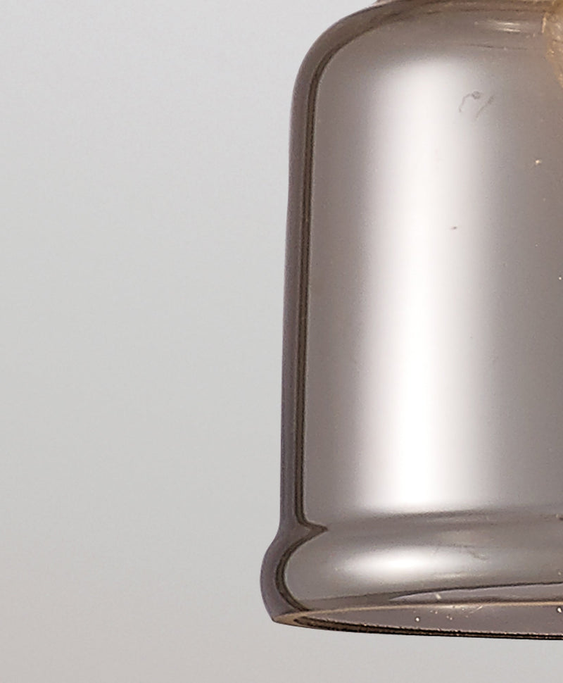 Deco Ariel Single Bell Pendant 1 Light E27 Polished Chrome/Smoke Glass • D0100