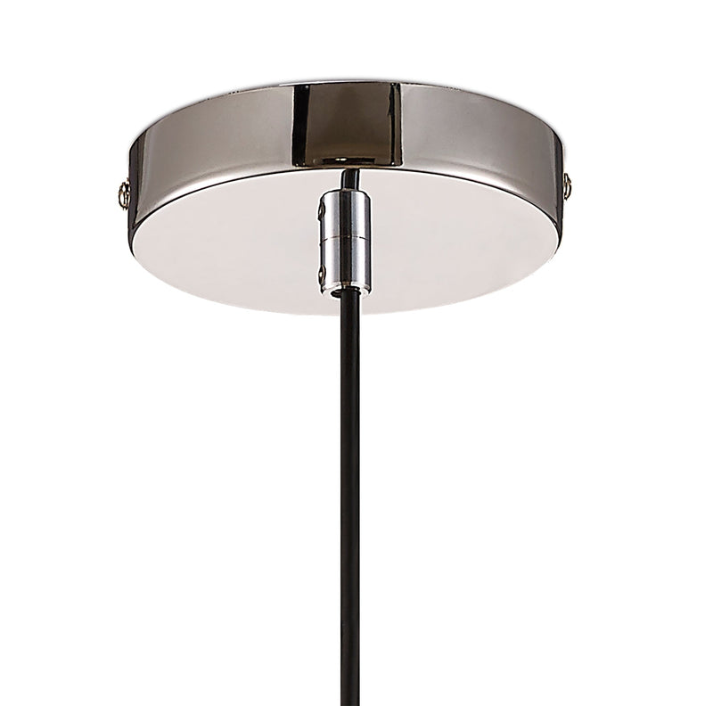 Deco Ariel Single Bell Pendant 1 Light E27 Polished Chrome/Smoke Glass • D0100