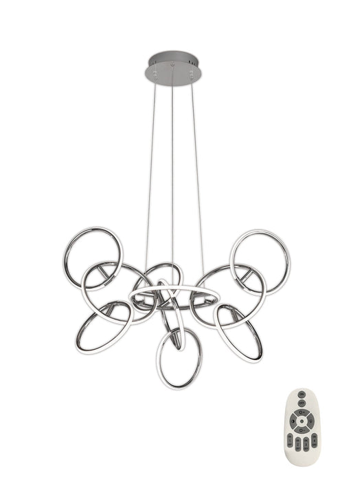 Mantra M5750 Aros Pendant 97cm Diameter, 10 Ring, 102W LED 3000K, 4420lm, Chrome, RF Remote Control, 3yrs Warranty • M5750