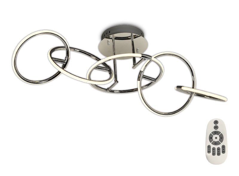 Mantra M5755 Aros Linear Ceiling 108cm x 35cm, 5 Ring, 59W LED 3000K, 2600lm, Chrome, RF Remote Control, 3yrs Warranty • M5755