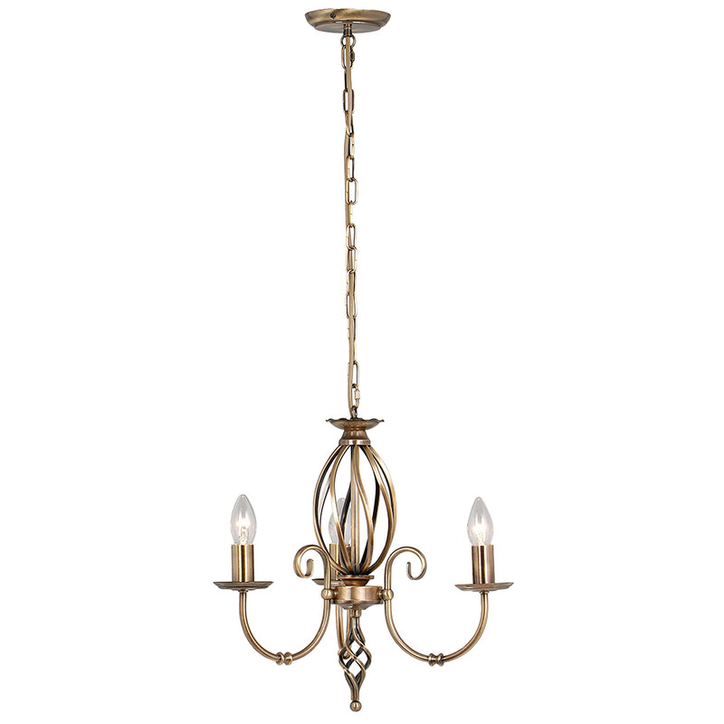 Elstead Lighting ART3AB Artisan 3 Light Antique Brass Pendant Ceiling Light