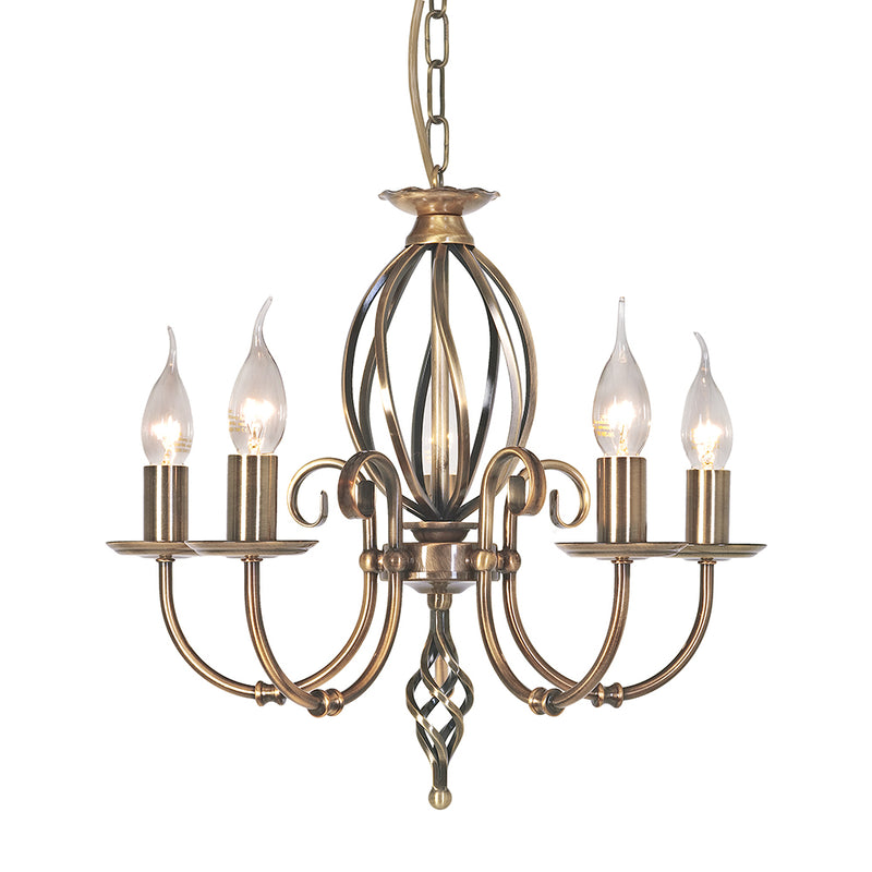 Elstead Lighting ART5AB Artisan 5 Light Aged Brass Pendant Ceiling Light