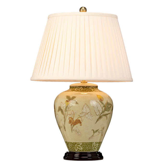 Elstead Lighting ARUM-LILY-TL Arum Lily Single Light Table Lamp Complete With Cream Polycotton Pleat Shade