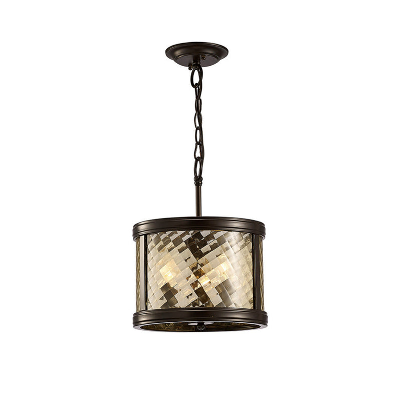 Diyas Asia Pendant/Semi Ceiling Convertible 3 Light E14 Oiled Bronze/Clear Glass • IL31676