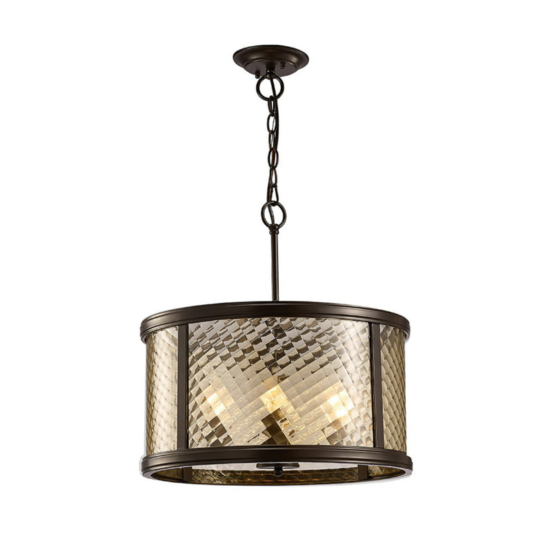 Diyas Asia Pendant 4 Light E14 Oiled Bronze/Clear Glass • IL31677