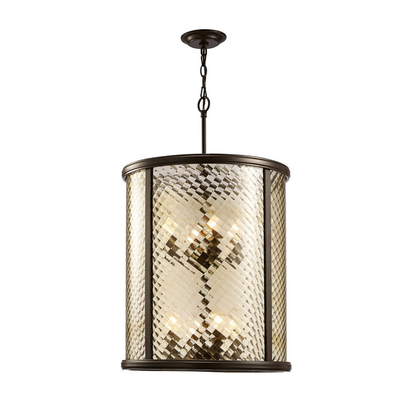 Diyas Asia Pendant 8 Light E14 Oiled Bronze/Clear Glass • IL31678
