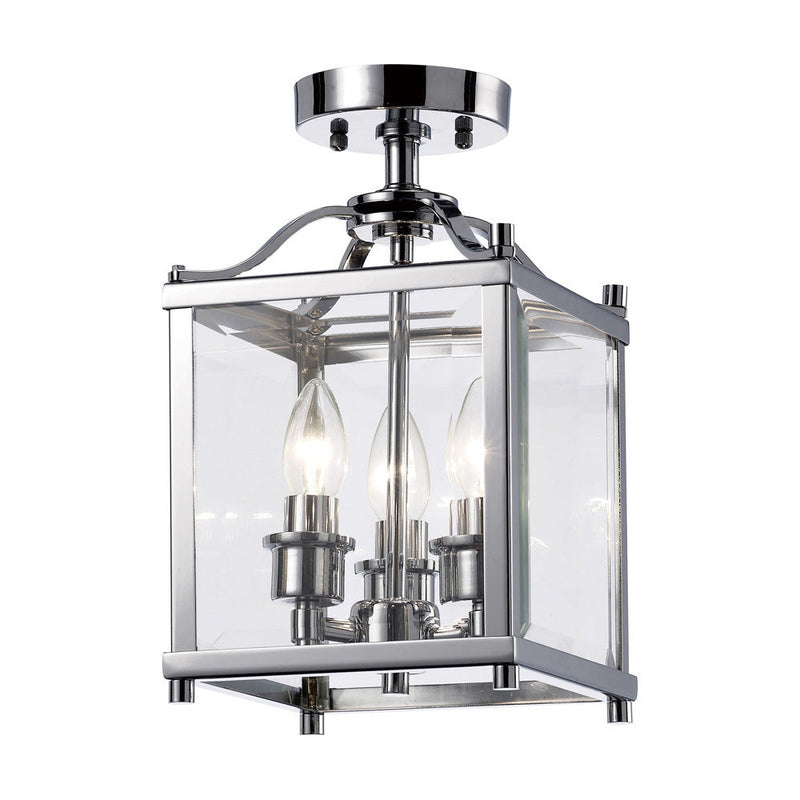 Diyas Aston Square Semi Ceiling 3 Light E14 Polished Chrome/Glass • IL31100