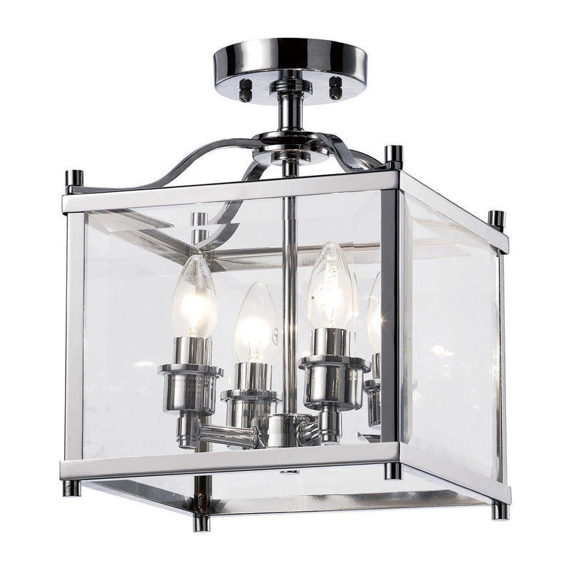 Diyas Aston Square Semi Ceiling 4 Light E14 Polished Chrome/Glass • IL31101