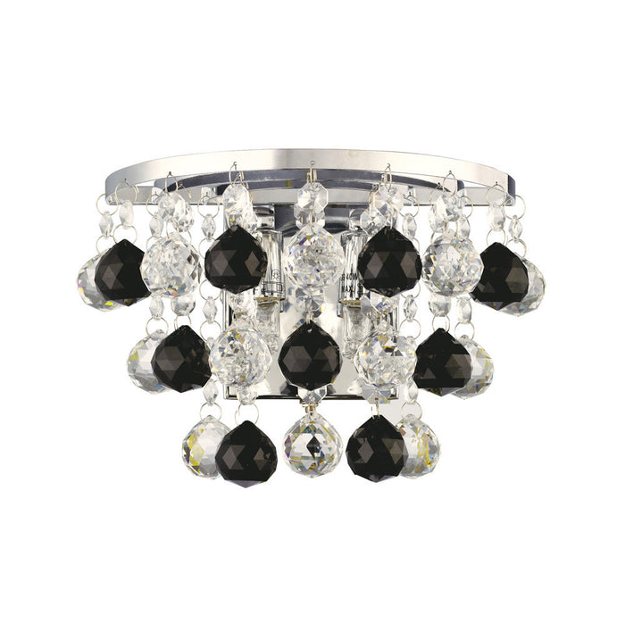 Diyas Atla Wall Lamp Switched 2 Light G9 Polished Chrome/Crystal/Supplied With 9 Additional Black Crystal Spheres • IL30014BL