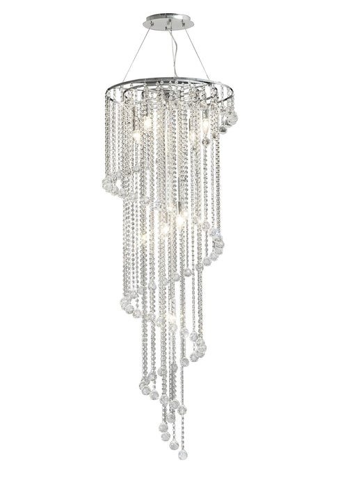 Diyas Atla Pendant Spiral 9 Light E14 Polished Chrome/Crystal Item Weight: 15kg • IL30098