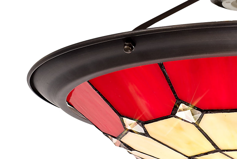 Regal Lighting SL-2062 Tiffany Easy Fit Uplighter Shade  Cream And Red 35cm