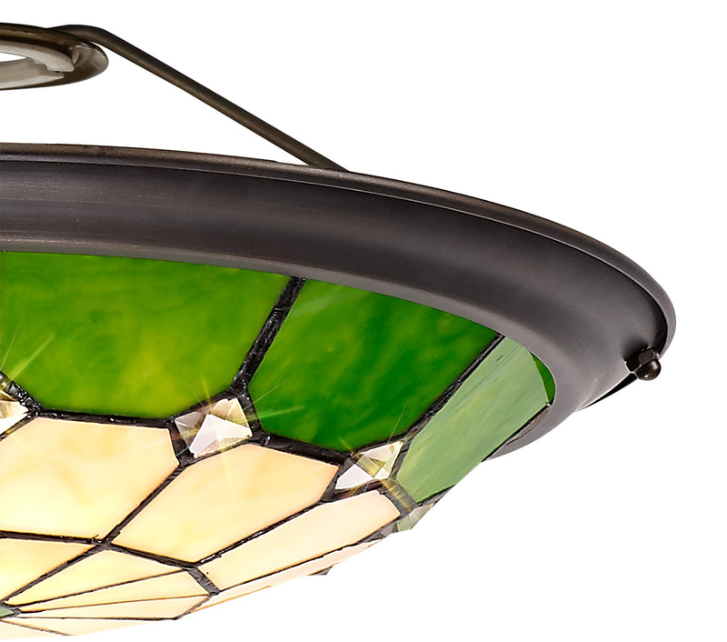 Regal Lighting SL-2060 Tiffany Easy Fit Uplighter Shade  Cream And Green 35cm