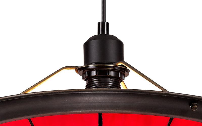 Regal Lighting SL-1477 1 Light 35cm Tiffany Pendant Cream And Red With Clear Crystal Shade