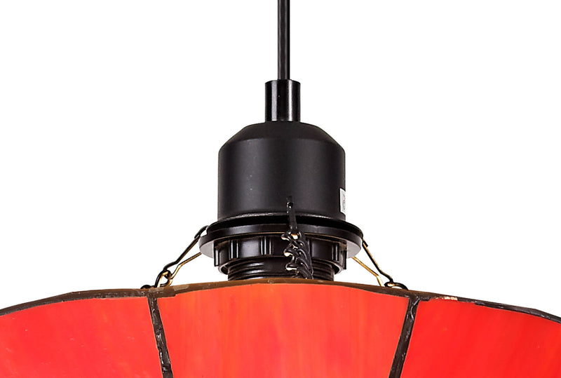 Regal Lighting SL-1477 1 Light 35cm Tiffany Pendant Cream And Red With Clear Crystal Shade