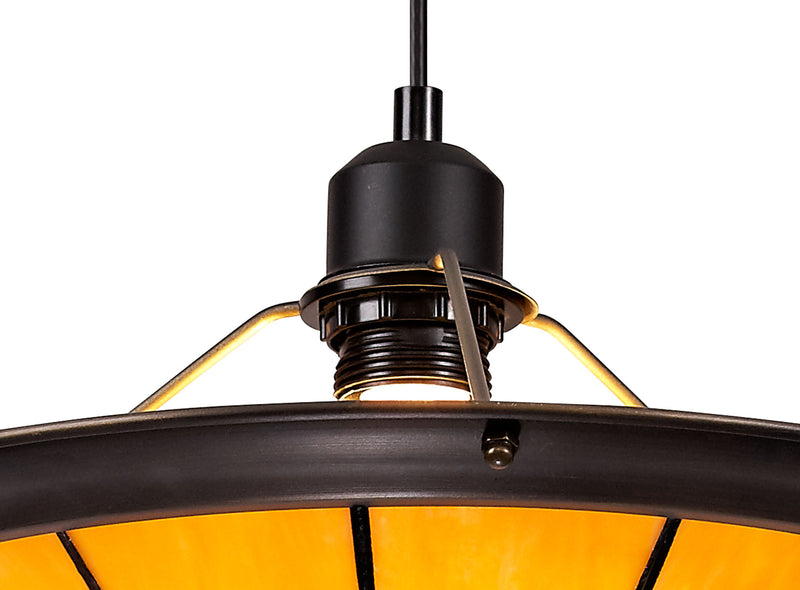 Regal Lighting SL-1476 1 Light 35cm Tiffany Pendant Cream And Beige With Clear Crystal Shade