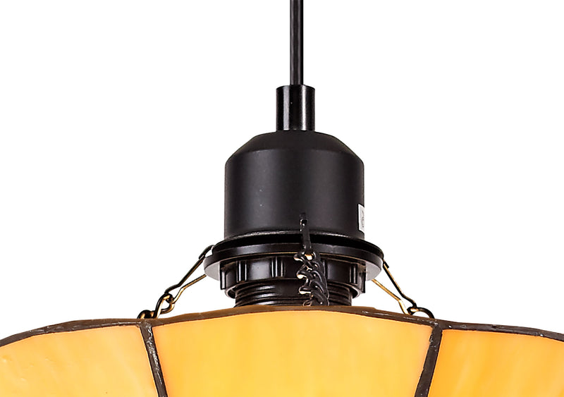 Regal Lighting SL-1476 1 Light 35cm Tiffany Pendant Cream And Beige With Clear Crystal Shade