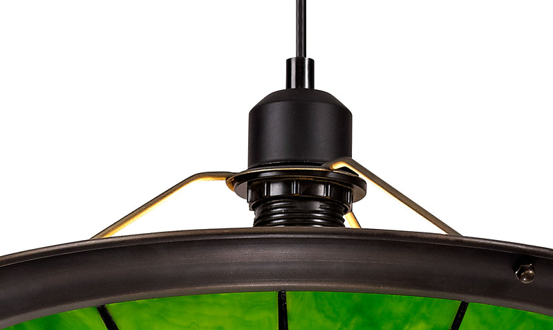 Regal Lighting SL-1475 1 Light 35cm Tiffany Pendant Cream And Green With Clear Crystal Shade