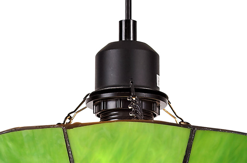Regal Lighting SL-1475 1 Light 35cm Tiffany Pendant Cream And Green With Clear Crystal Shade