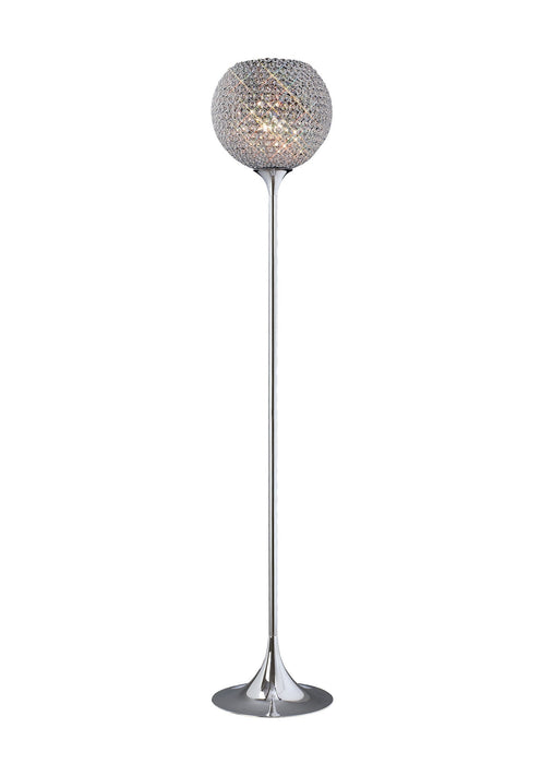 Diyas Ava Floor Lamp 5 Light G9 Polished Chrome/Crystal c/w Foot Switch • IL30197