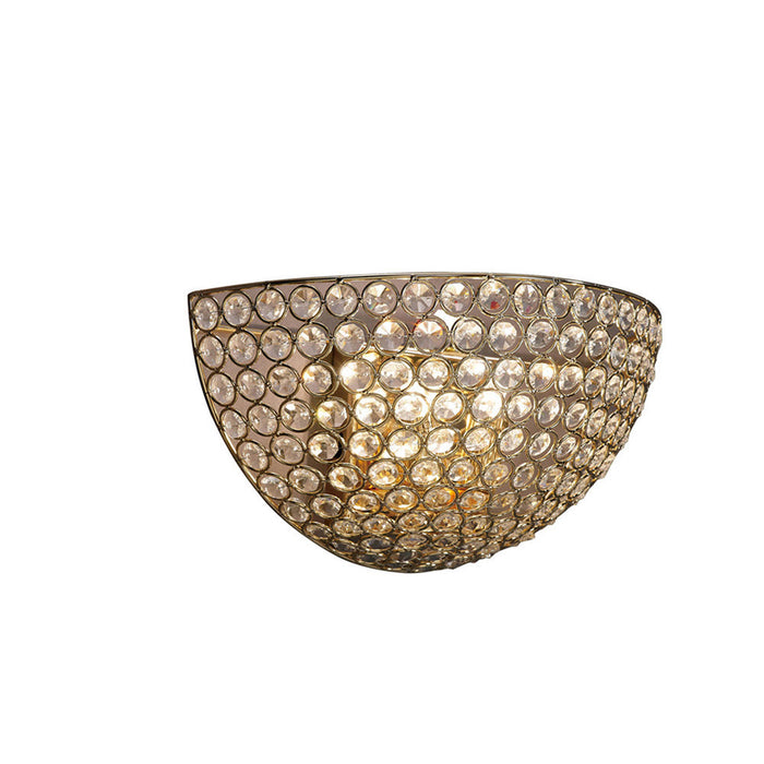 Diyas Ava Wall Lamp Circular 2 Light G9 French Gold/Crystal • IL30758