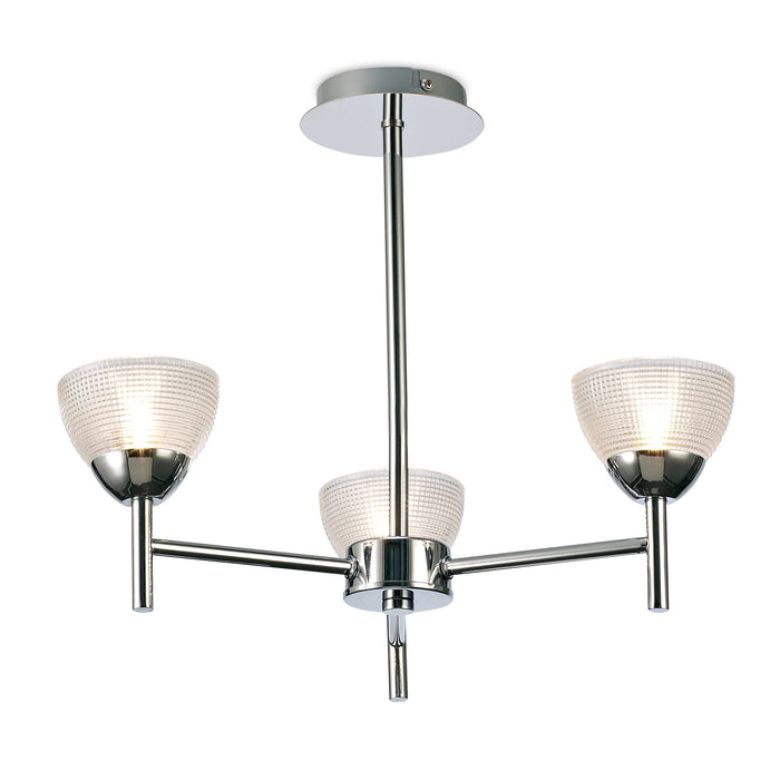 Deco Avalon Ceiling 3 Light G9 Pendant/Semi Ceiling, Polished Chrome With Clear Prismatic Glass • D0413