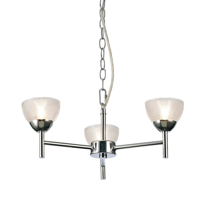 Deco Avalon Ceiling 3 Light G9 Pendant/Semi Ceiling, Polished Chrome With Clear Prismatic Glass • D0413