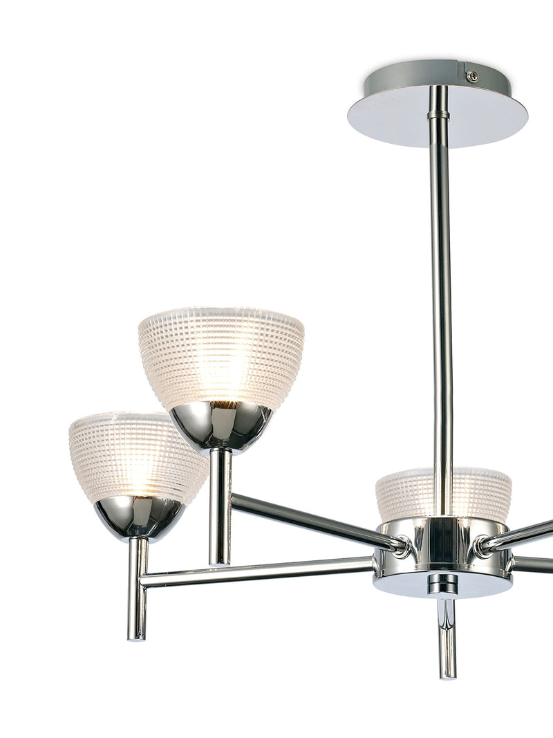 Deco Avalon Ceiling 5 Light G9 Pendant/Semi Ceiling, Polished Chrome With Clear Prismatic Glass • D0414