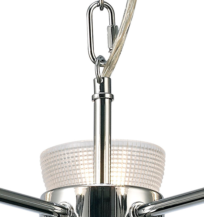 Deco Avalon Ceiling 5 Light G9 Pendant/Semi Ceiling, Polished Chrome With Clear Prismatic Glass • D0414