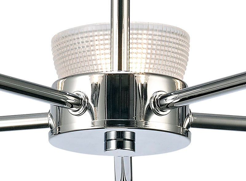 Deco Avalon Ceiling 5 Light G9 Pendant/Semi Ceiling, Polished Chrome With Clear Prismatic Glass • D0414