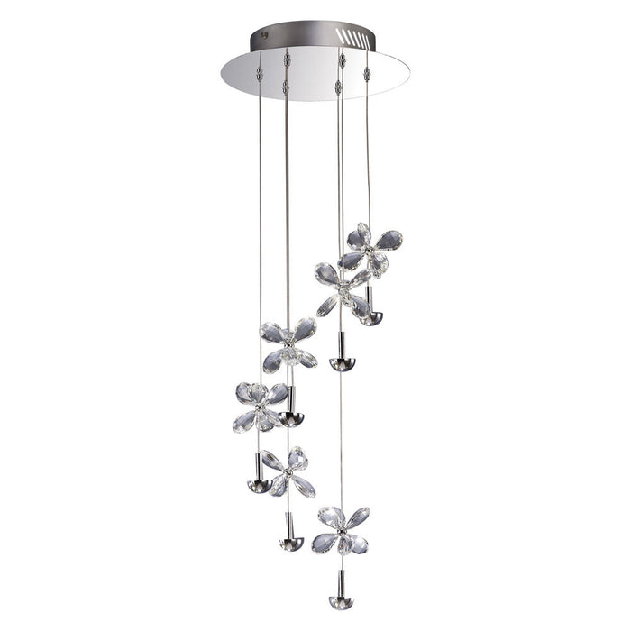 Diyas Aviva Pendant 6 Light 4000K LED Polished Chrome/Crystal • IL31141