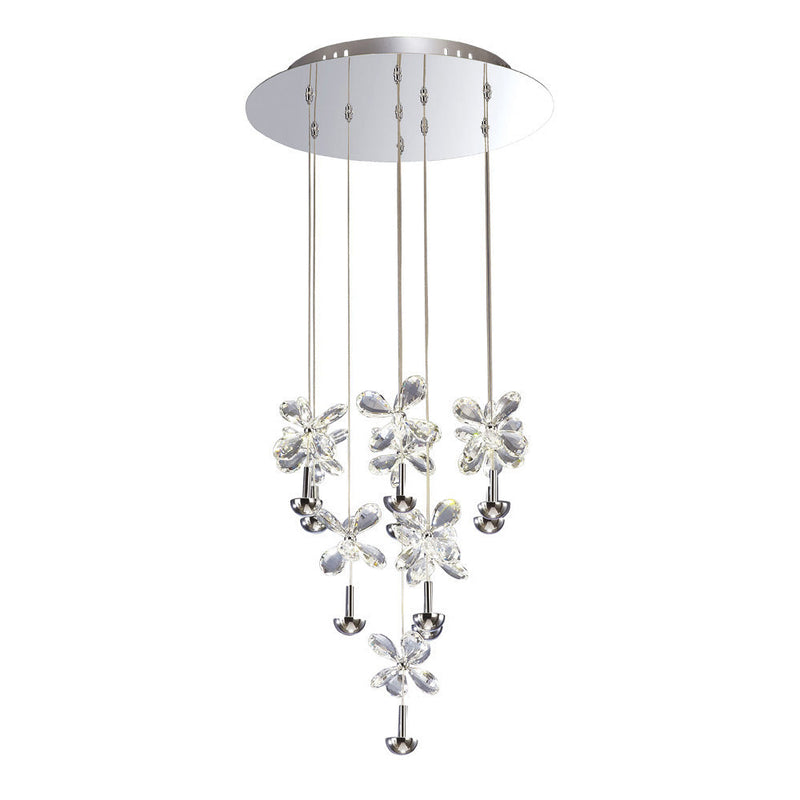 Diyas Aviva Pendant Round 10 Light 4000K LED Polished Chrome/Crystal • IL31145