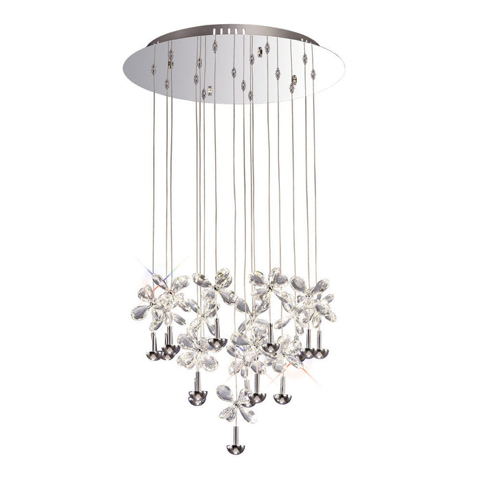 Diyas Aviva Pendant Round 16 Light 4000K LED Polished Chrome/Crystal • IL31146