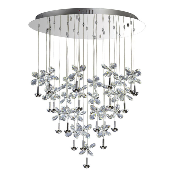 Diyas Aviva Pendant Round 28 Light 4000K LED Polished Chrome/Crystal • IL31147