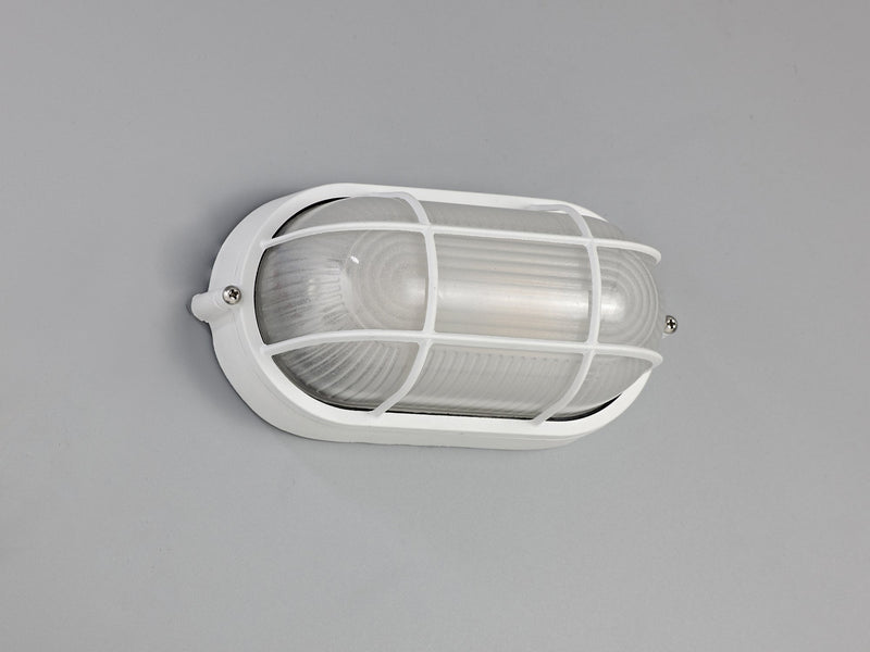 Deco Avon Oval Wall/Ceiling Lamp, 1 Light E27, IP44, White/Glass • D0479