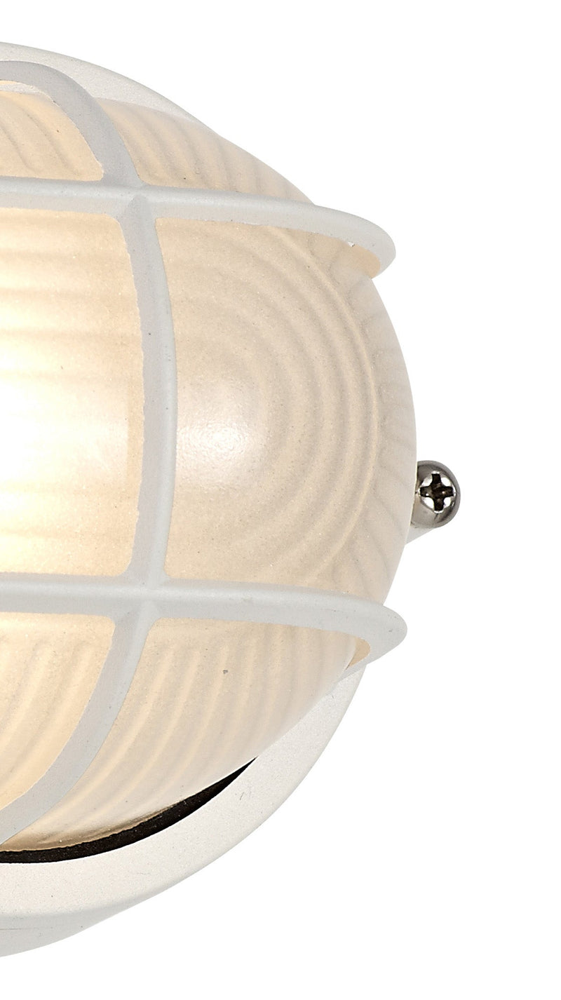 Deco Avon Oval Wall/Ceiling Lamp, 1 Light E27, IP44, White/Glass • D0479