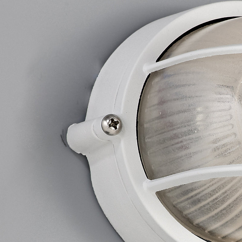 Deco Avon Oval Wall/Ceiling Lamp, 1 Light E27, IP44, White/Glass • D0479