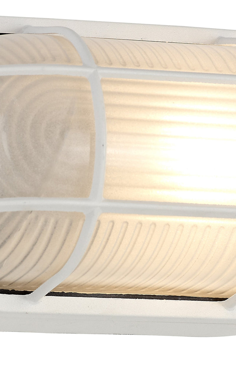 Deco Avon Oval Wall/Ceiling Lamp, 1 Light E27, IP44, White/Glass • D0479