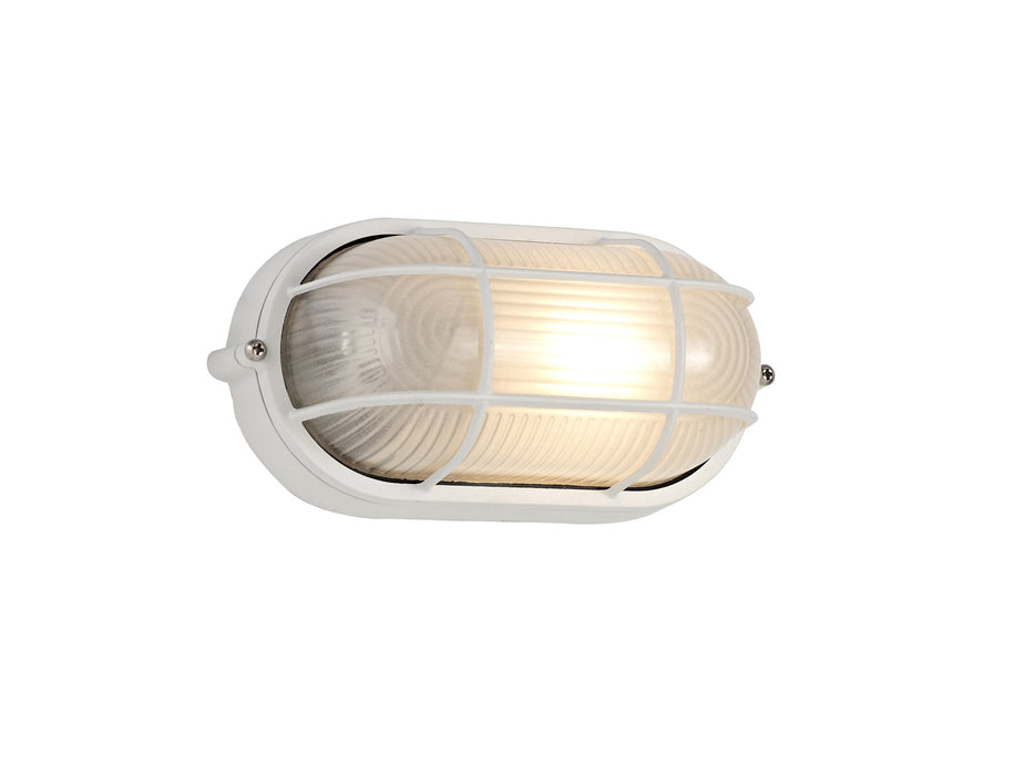 Deco Avon Oval Wall/Ceiling Lamp, 1 Light E27, IP44, White/Glass • D0479